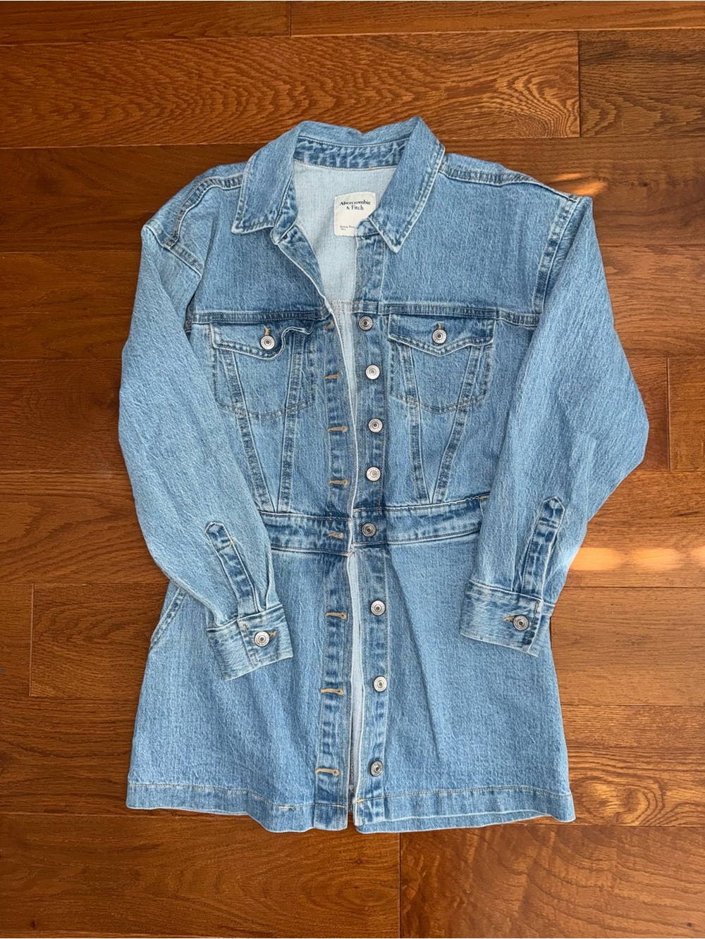 Abercrombie & Fitch Light Blue Denim Button-Front Mini Dress